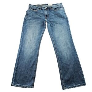 T.K.‎ Axel Slim Bootcut Jeans Mens 36x32 Blue Denim Stretch Thick Stitch Pockets